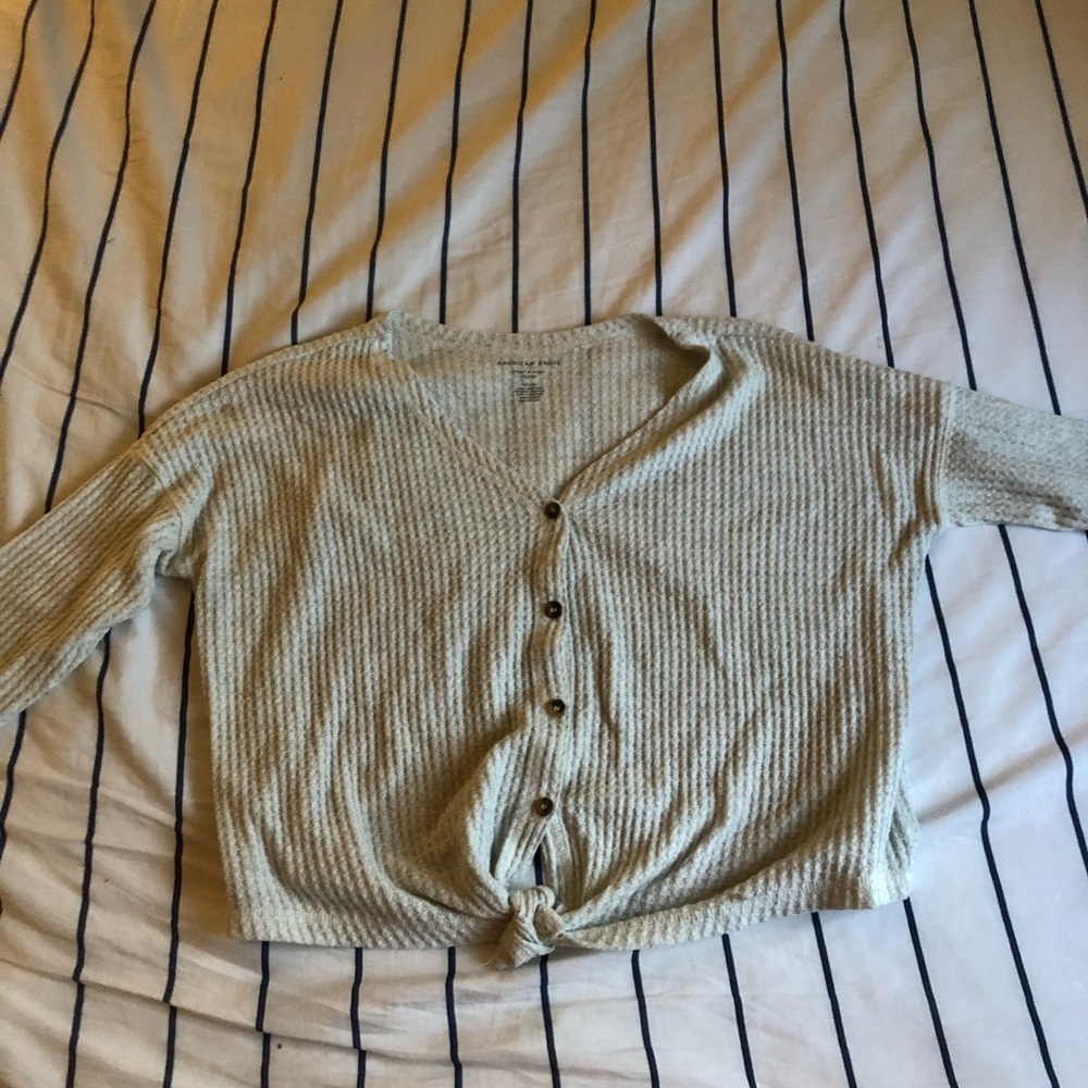 American Eagle Button Down Knot Knit Sweater - image 2